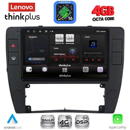 Lenovo Автомобилна Аудио Система за Volkswagen Passat 2000-2005 (Bluetooth/USB/Вграден Wi-Fi/GPS/Apple CarPlay/Android Auto) с Touch Screen 9"