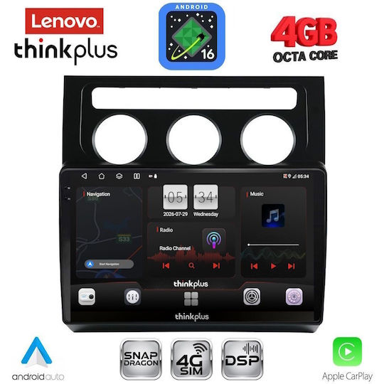 Lenovo Car Audio System for Volkswagen Touran 2003-2010 with Clima Bluetooth USB WiFi GPS Apple CarPlay Android Auto with 10" Touch Screen