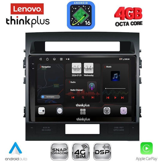 Lenovo Автомобилна Аудио Система За Toyota Land Cruiser 2008-2015 (Bluetooth/USB/Вграден Wi-Fi/GPS/Apple CarPlay/Android Auto) С Touch Screen 10"