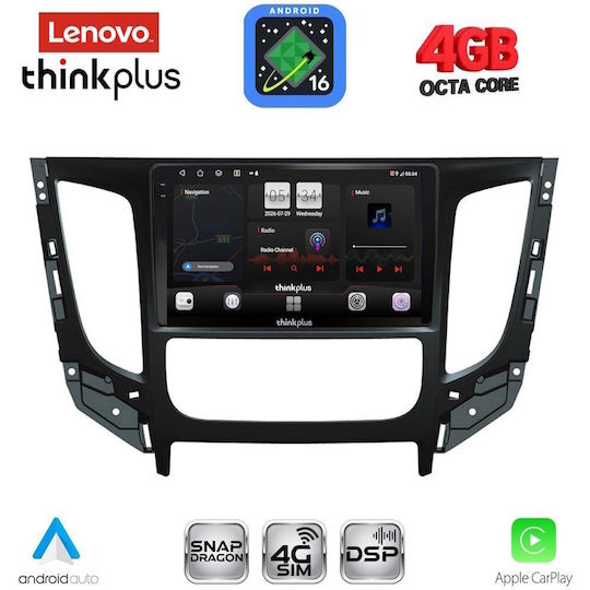 Lenovo Автомобилна Аудио Система за Mitsubishi L200 2015-2019 с Clima (Bluetooth/USB/Вграден Wi-Fi/GPS/Apple CarPlay/Android Auto) с Touch Screen 9"