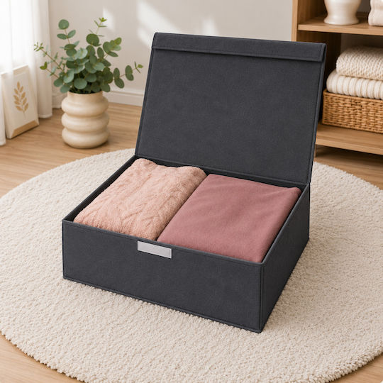 Alas Home Текстилна Кутия За Съхранение С Капак Сива 50x40x19см
