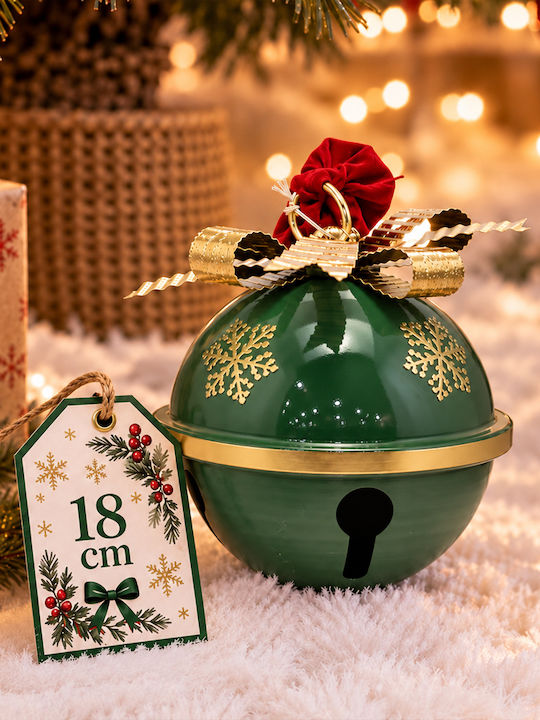 Bakaji Weihnachtsfigur aus Metall Glocke Grün