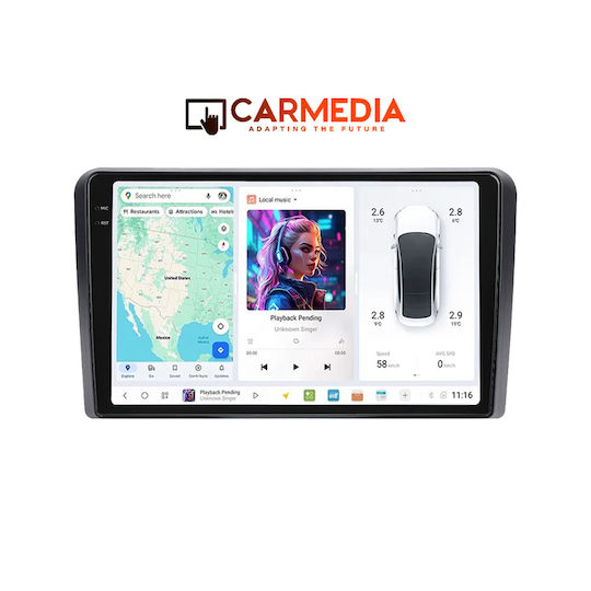 Carmedia Car Audio System for Fiat Panda 2003-2012 Bluetooth USB AUX WiFi GPS Apple CarPlay Android Auto with 9.5" Touch Screen