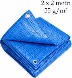 Waterproof Tarpaulin 2x2 M 55 G Sqm Aluminum Eyelets Durable Polyethylene