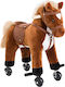 HomCom Wooden Rocking Horse Toy for 24+ Months with Sounds & Wheels for Weight up to 60kg Brown