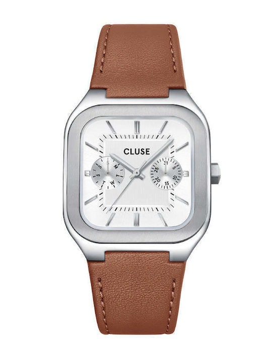 Cluse Men's Watch 35mm Battery with Leather Strap Light Brown/silver