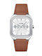 Cluse Men's Watch 35mm Battery with Leather Strap Light Brown/silver