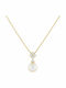 Senzio Belibasakis Necklace From 9 K Gold With Pearls & Zircon