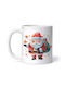 Moș Crăciun Cu Mănuși Albastre Cană Ceramica Moș Crăciun 330ml Cu Personalizare