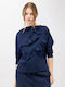 Women's Blouse with 3/4 Sleeve & Smile Neckline Blue