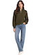 Damen Pullover mit Reißverschluss Grün