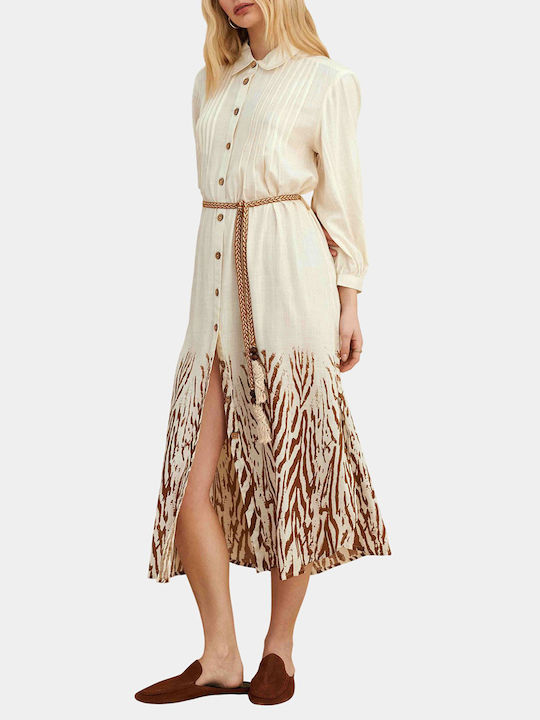 attrattivo Rochie de vară Midi Rochie-cămașă Bej