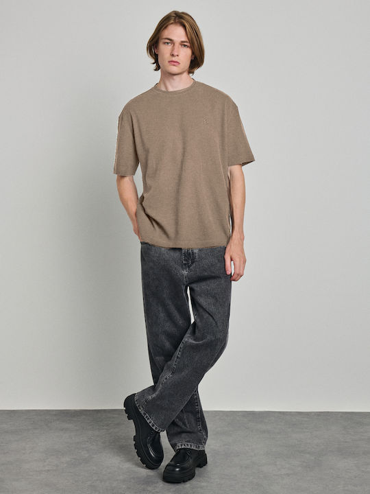Staff Taupe Kurzarm Herrenbluse