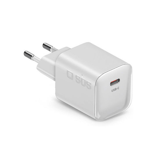 SBS Wireless Charger With USB-C Port 30W Power Delivery White (TETRGAN1C30WW)