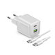 SBS USB-A and USB-C Charger with USB-C - USB-C Cable 20W White (TETRKITGAN1A1C20W)