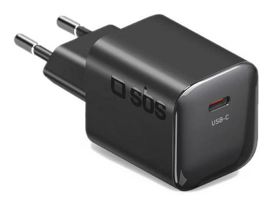SBS Wireless Charger with USB-C Port 20W Power Delivery Black (TETRGAN1C20WK)