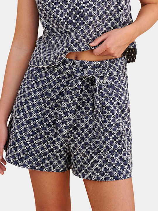 Damen Hohe Taille Shorts Blau