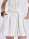 Women's Linen Shorts Ecru 10-280555-0-Ecru