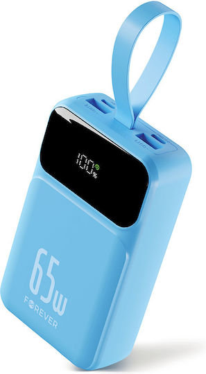 Forever Vibe-TB65 Baterie Externă 20000mAh 65W Cu 2 Porturi USB-A Și 2 Porturi USB-C Power Delivery / Quick Charge Albastru Deschis