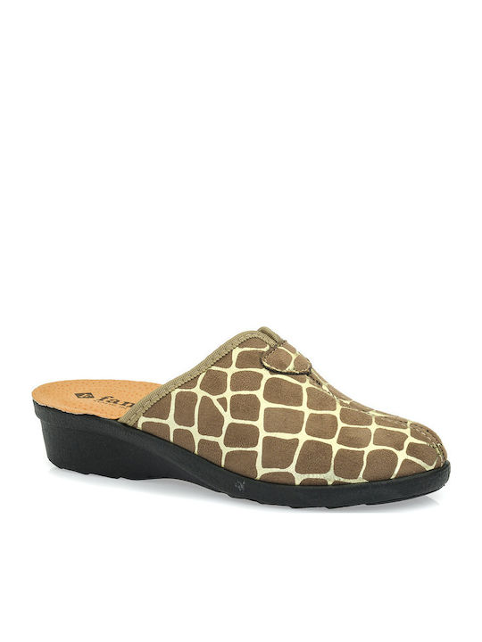 FAME Leder Damen Hausschuhe Beigen