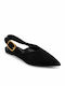 Suede Women's Ballerina Shoes with Strap Buckle Black