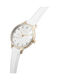 Paul Lorens Men's Battery Watch with White Leather Strap