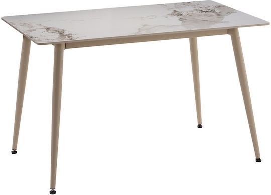 Primo Dining Table with Marble Surface Cream White 120x70x74cm Primo Dining Table with Marble Surface Cream White 120x70x74cm