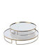 ESTHETI home Dekorative Metallische Rundtablett mit Spiegel 39x39x5cm 2 Stück