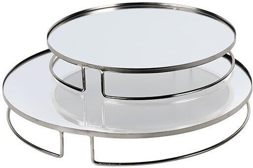 Eurolamp ESTHETI home Dekorative Tabletts Metallisch Rund mit Spiegel 39x39x5cm 2 Stück