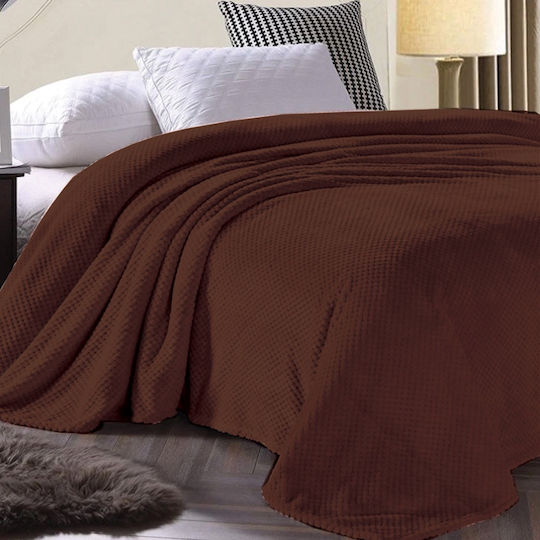 Pop Corn Pătură Fleece Superdublă 220x240 cm Maro Închis