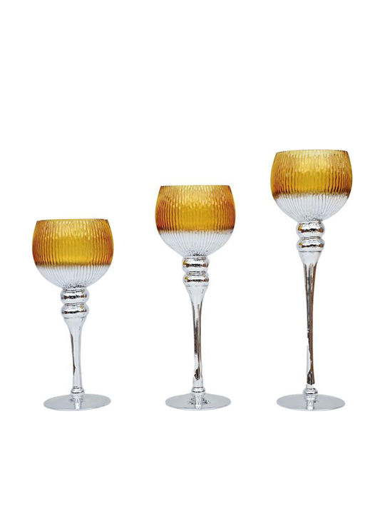 Fylliana Set Kerzenhalter Glas in Gelber Farbe ...