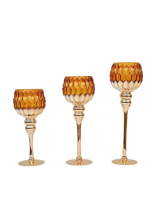 Fylliana Set Kerzenhalter Glas in Gelber Farbe ...