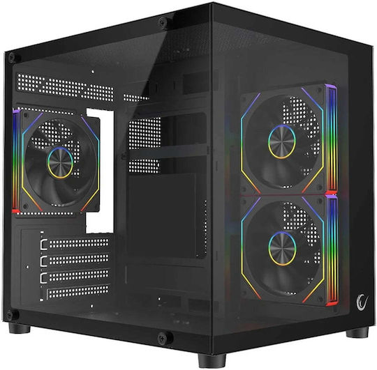 Rampage LUMID Gaming Mini-Turm Computergehäuse mit Seitenfenster Schwarz