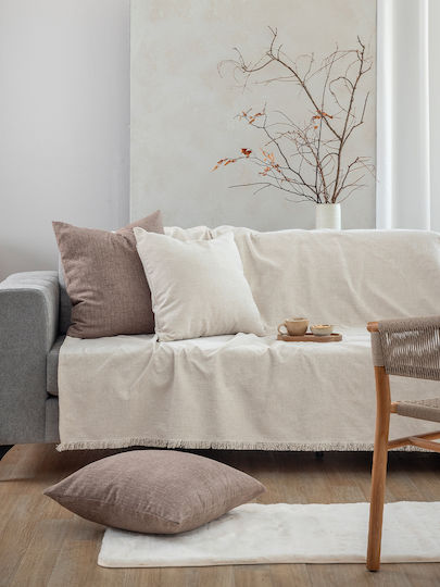Palamaiki Față de pernă decorativă Ecru 55x55εκ.