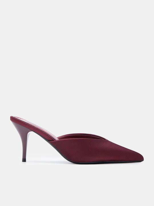 Damen Pantoletten mit Absatz in Burgundischer Farbe