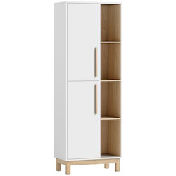HomCom Ντουλάπι Μπάνιου 62.5x35x176cm Φυσικό Ξύλο 836-656V90WT