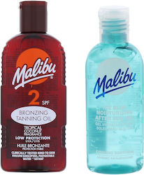 Malibu Sonnencreme-Set mit Sonnencreme für den Körper, Nach Sonne & Bräunungsöl SPF2 2 Stück
