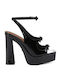 Damen Sandalen aus Schwarz Lackleder