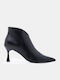 Ghete Dama De Catifea Ankle Boots Astrapalou Cu Toc Mediu Negre