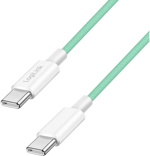 LogiLink Braided USB 2.0 Cable USB-C Male - USB-C 60W Green 0.5m CU0346