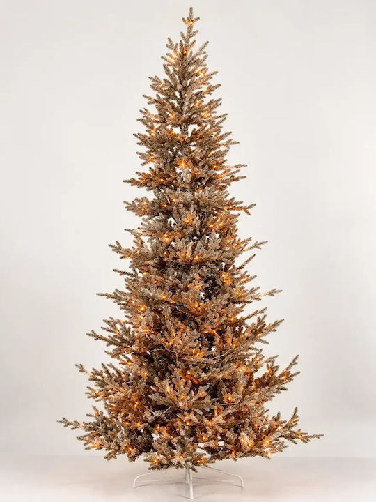 Christmas Tree Slim 240cm With Gold LED Lighting