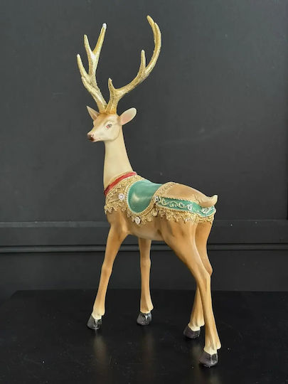 Weihnachtsfigur aus Keramik Rentier Gold Höhe 37cm