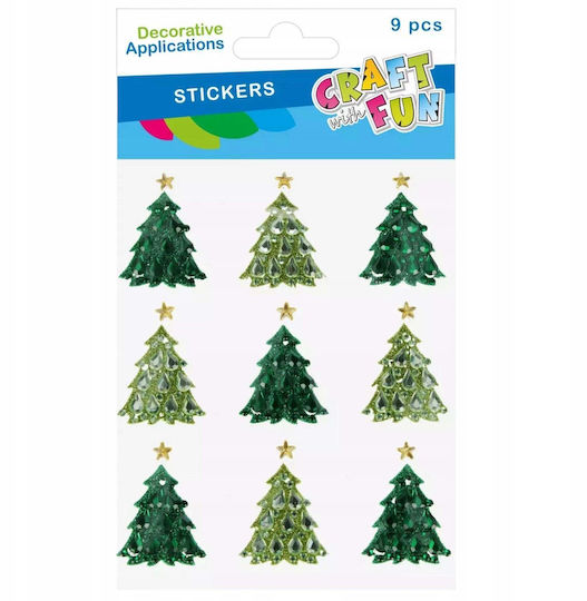 Craft Fun Weihnachtsaufkleber Weihnachtsbäume 9 Stück Cf Pbh 12/144