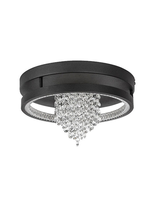 Rabalux Smart Deckenleuchte Schwarz mit Integrierter LED und Kristallen