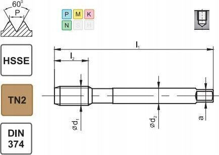 Fanar M20x1.5 Резбова Кола Din-374c R40 6h Hsse Tin 800x