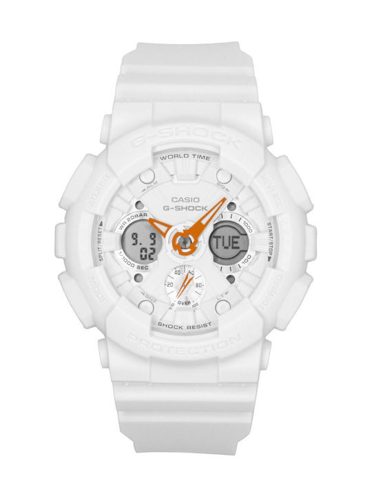 Casio Digital Damenarmbanduhr mit Batterie und Weißem Gummiband