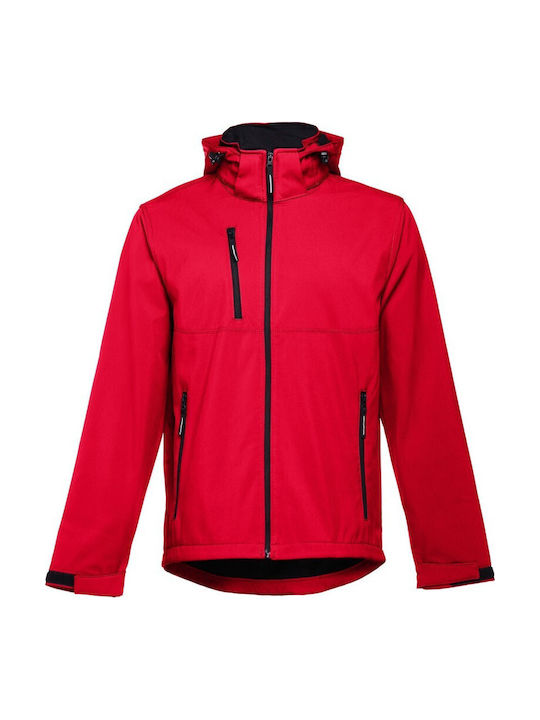 TH Clothes Работно яке Softshell с Поларена Подплата и Отделяща се Качулка Червено
