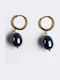 Cuoro Earrings Gold Plated Steel Hoops Blue