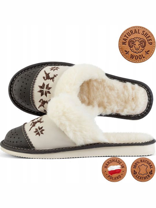 Leder Damen Hausschuhe Braune