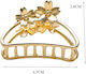 Set Of 2 Hair Clip Claw Clips With Gold Flowers